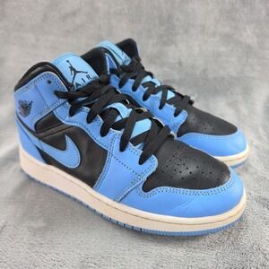 Air Jordan 1 Mid Boys 5Y University Blue Black UNC Retro OG Nike Shoe DQ8423-401